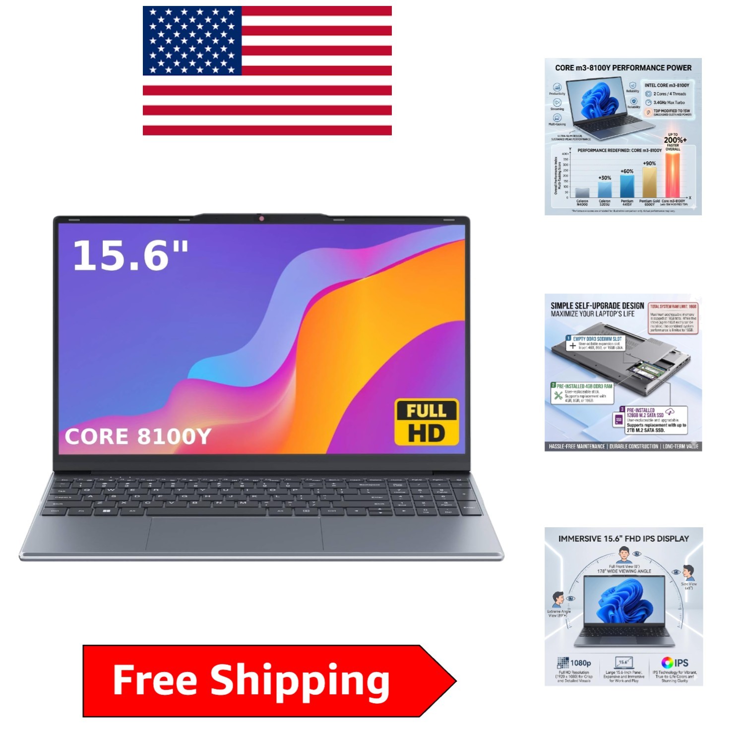 Innovative 15.6″ Laptop with FHD IPS Display – Windows 11 & Expandable Storage