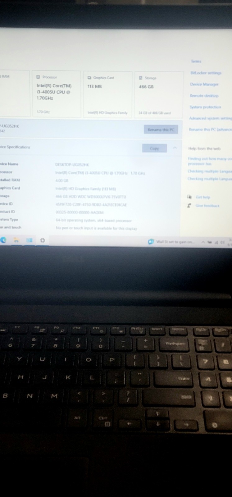 Dell Inspiron 15″,3000 Series, w/ Windows 10 Home.