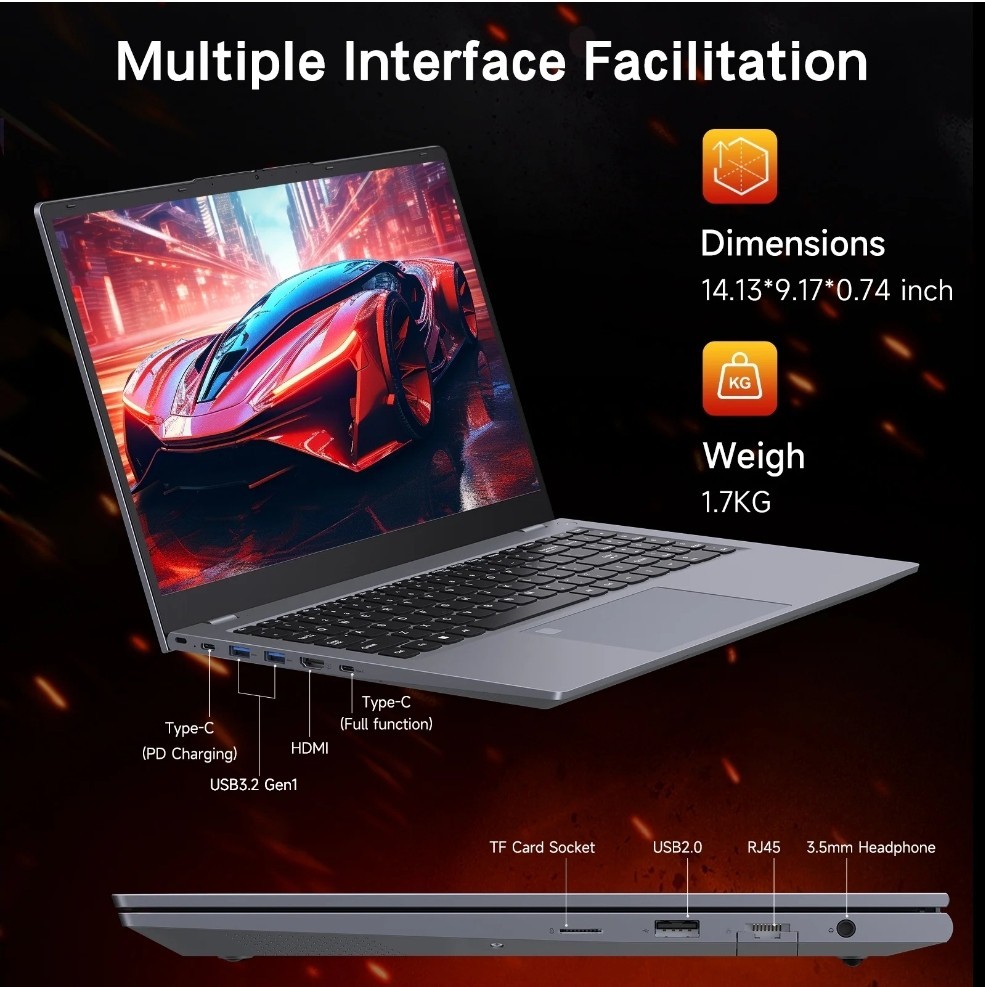 RNRUO 15.6″ Gaming laptop16GB DDR4 512GB SSD, Intel Core i5 1240P12 Core 4.4GHz,