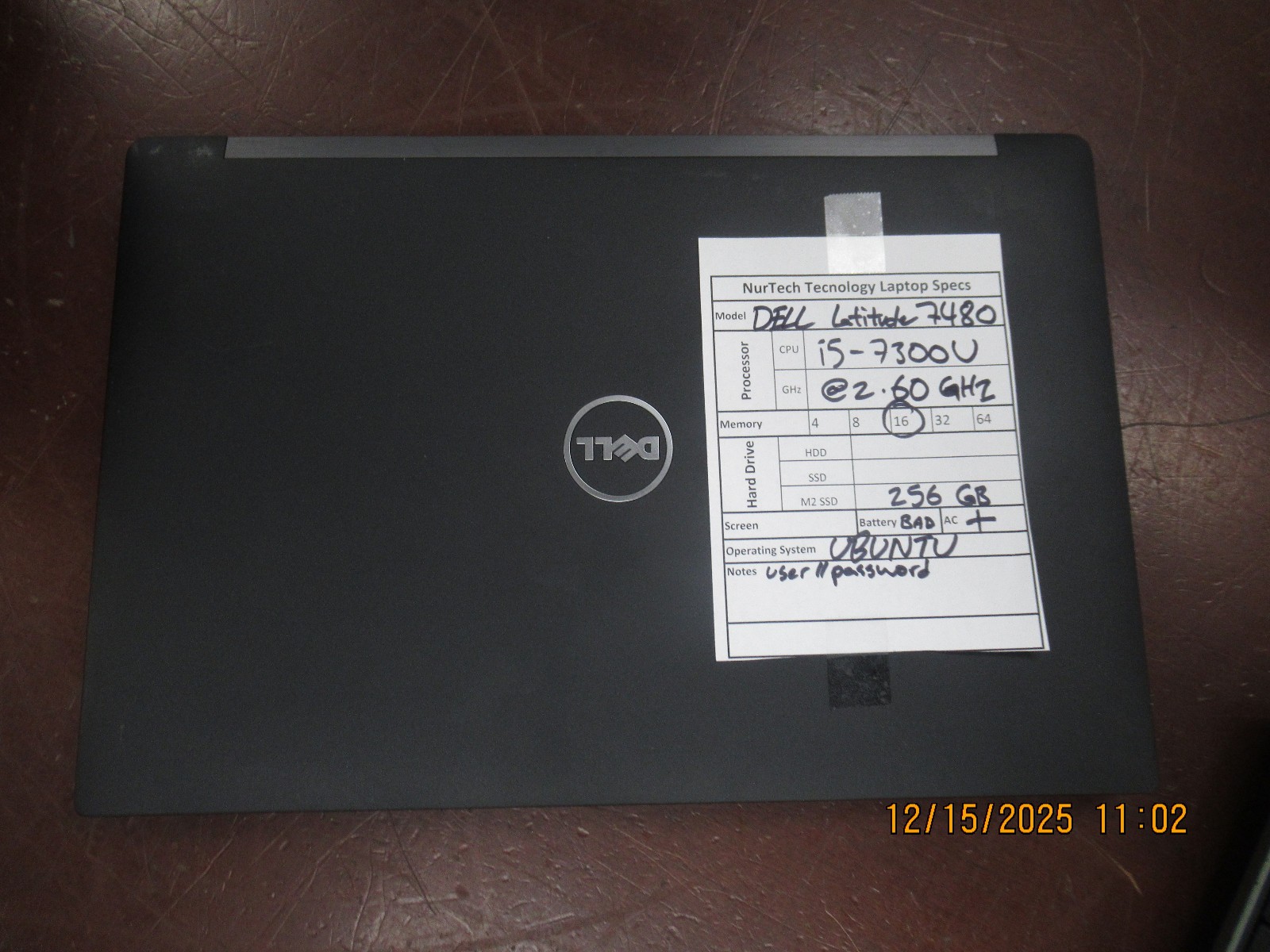 DELL LATITUDE 7480 i5 7300U 2.60GHz 16GB 256GB SSD Linux Laptop+AC [Bad Battery