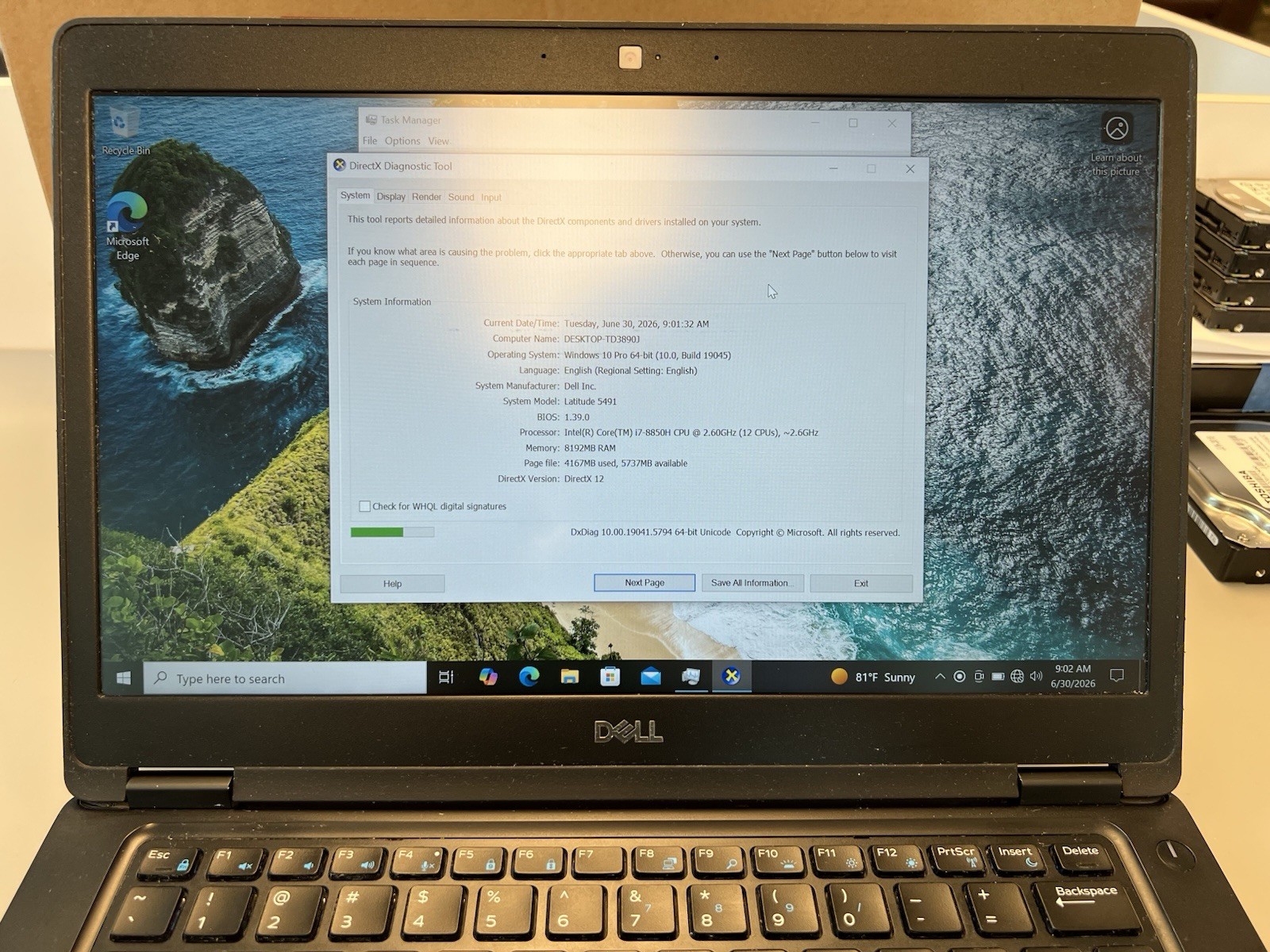 DELL LATITUDE 5491 Intel i7-8850H 8GB RAM 500GB SSD – Nvidia MX130 – Win 10 Pro