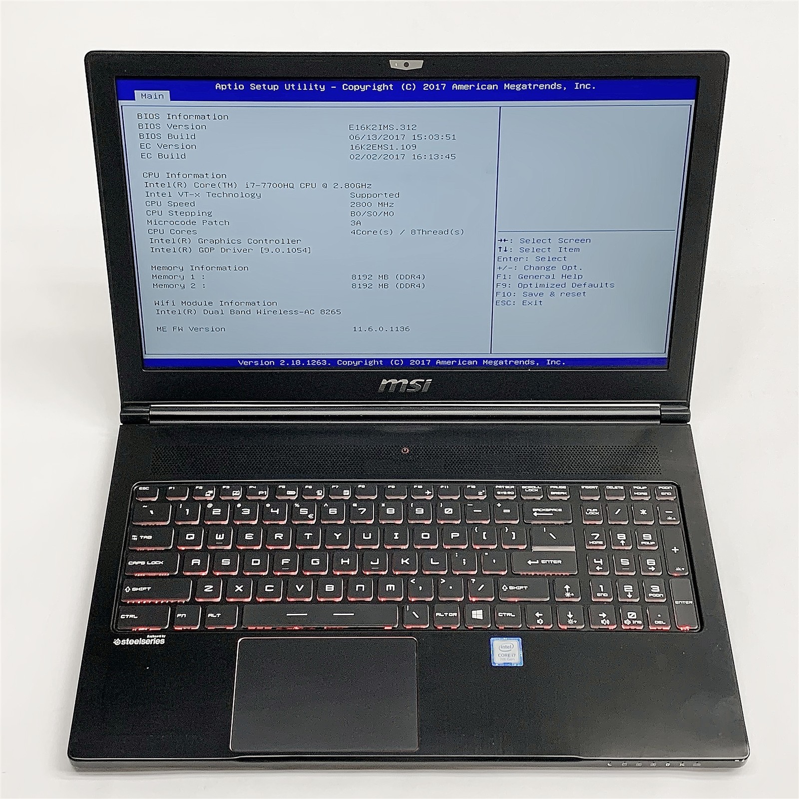MSI MS-16K2 Gaming Laptop Intel i7 7700HQ 2.80GHZ 15.6″ FHD 16GB NO HDD GTX 1060