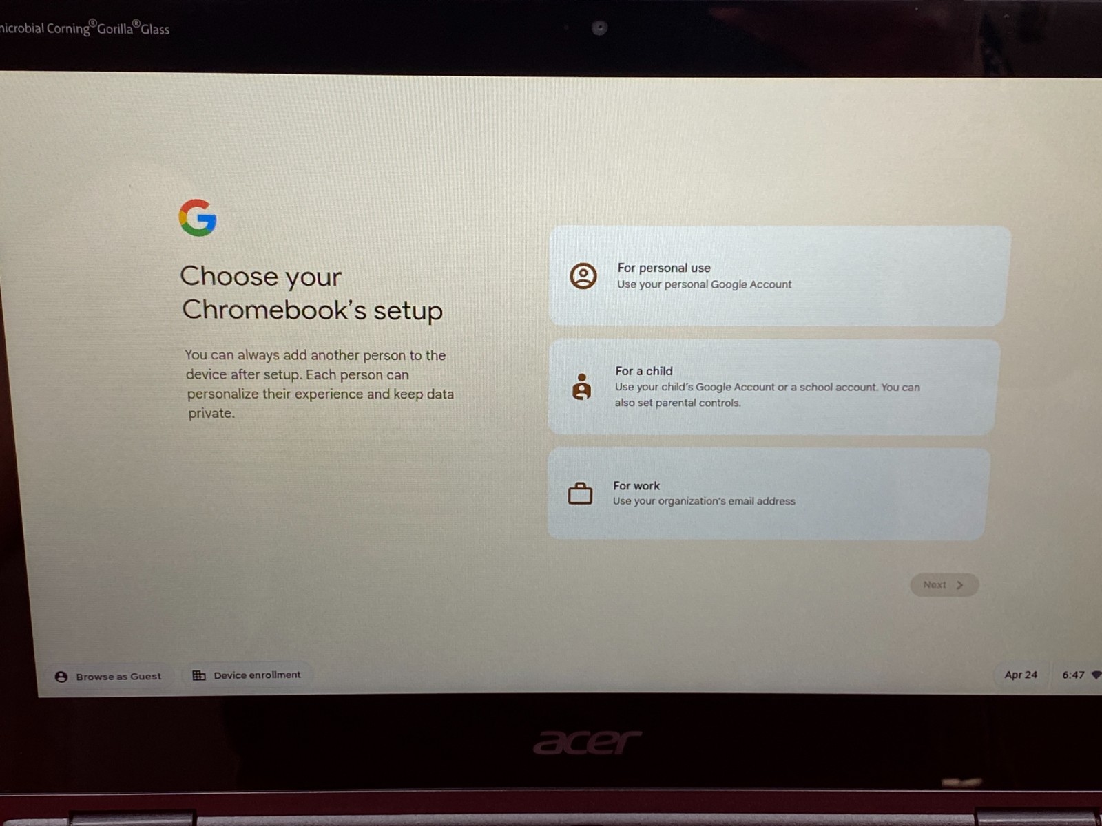 ACER CHROMEBOOK SPIN 311 R721T TOUCHSCREEN 11.6″ AMD A6 4GB RAM 32GBeMMC GRADE B