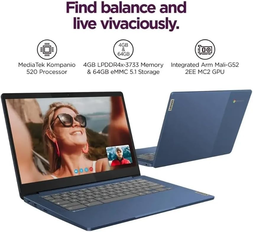 Lenovo IdeaPad Slim 3 Chromebook 14” Laptop MediaTek Kompanio 520 4GB 64GB eMMC