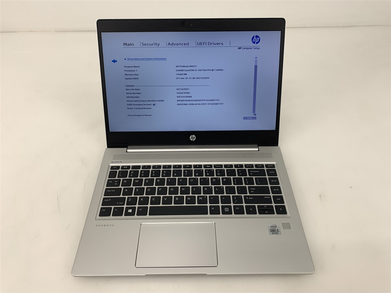 HP ProBook 440 G7 Intel i5-10210U 1.60GHz 16GB RAM 256GB NVMe Win 11 Pro 14″