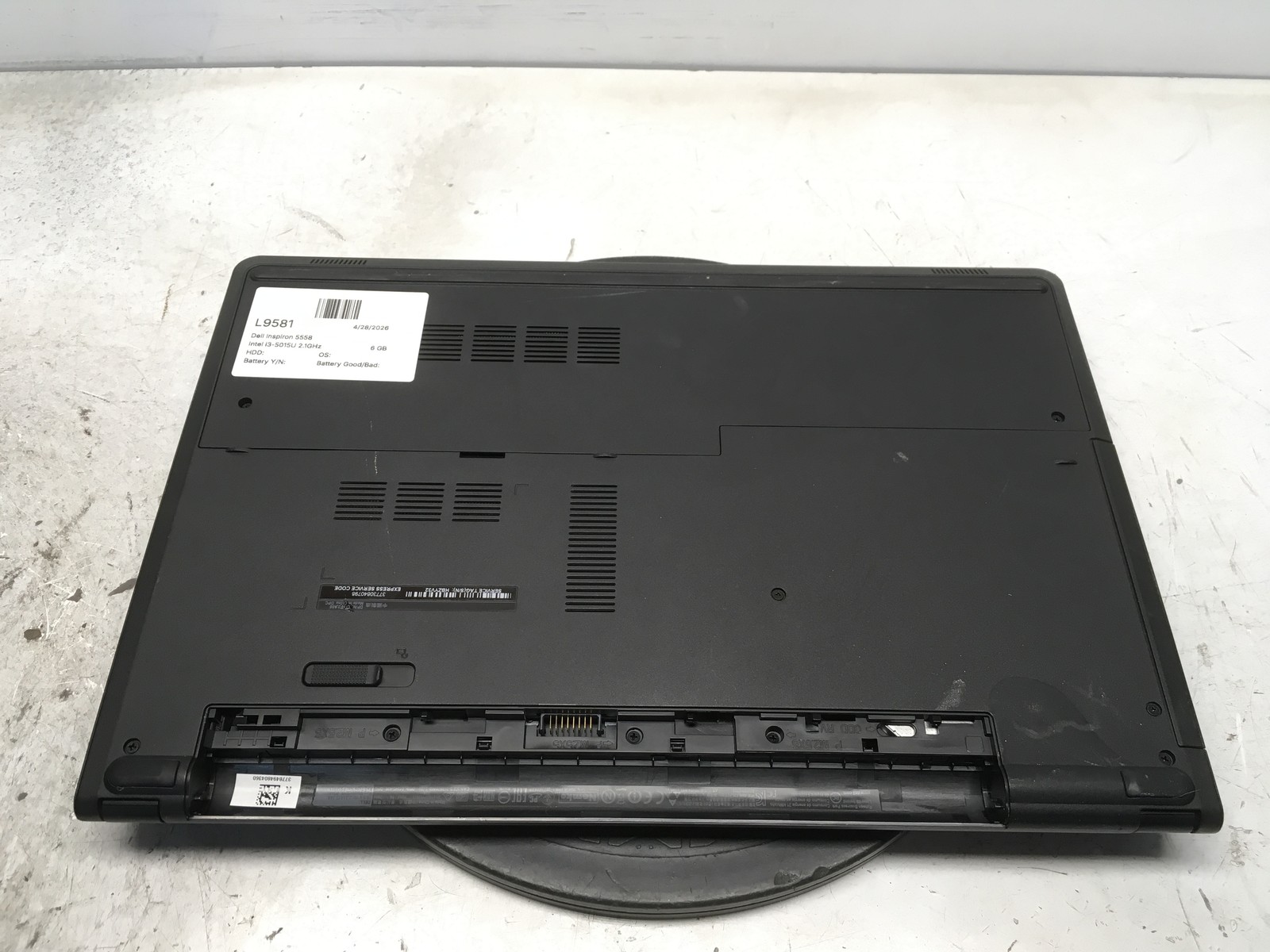 Dell Inspiron 5558 Intel i3-5015U 2.1GHz 6 GB NO HDD No Batt