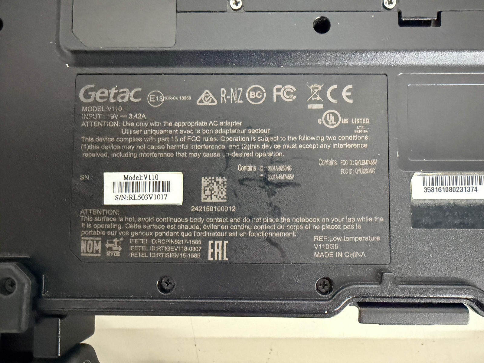 Getac V110 G5 Rugged Toughbook Tablet for parts