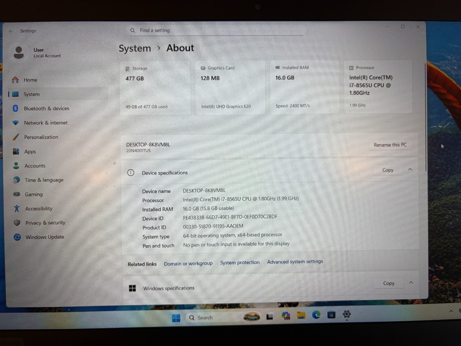 Lenovo ThinkPad T590 i7-8565U 16GB RAM 512GB SSD Windows 11 Pro 15.6″ Laptop