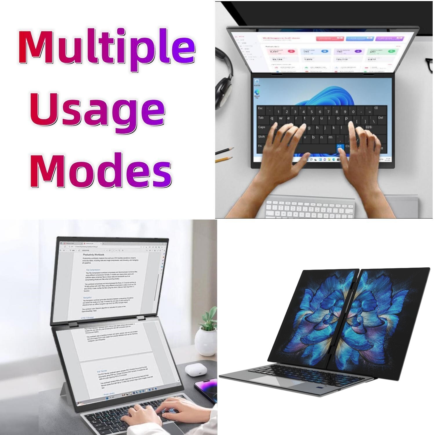 Laptop 14 Inch 2 In 1 Intel N95 Notebooks Dual Screen 16GB RAM 1TB 2240*1440
