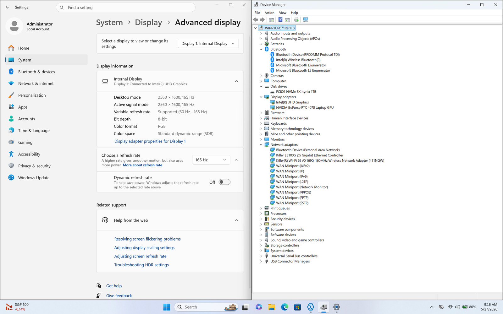 Dell Alienware m16 R1 16″ QHD+ i7-13700HX RTX 4070 16GB 1TB SSD W11 Pro
