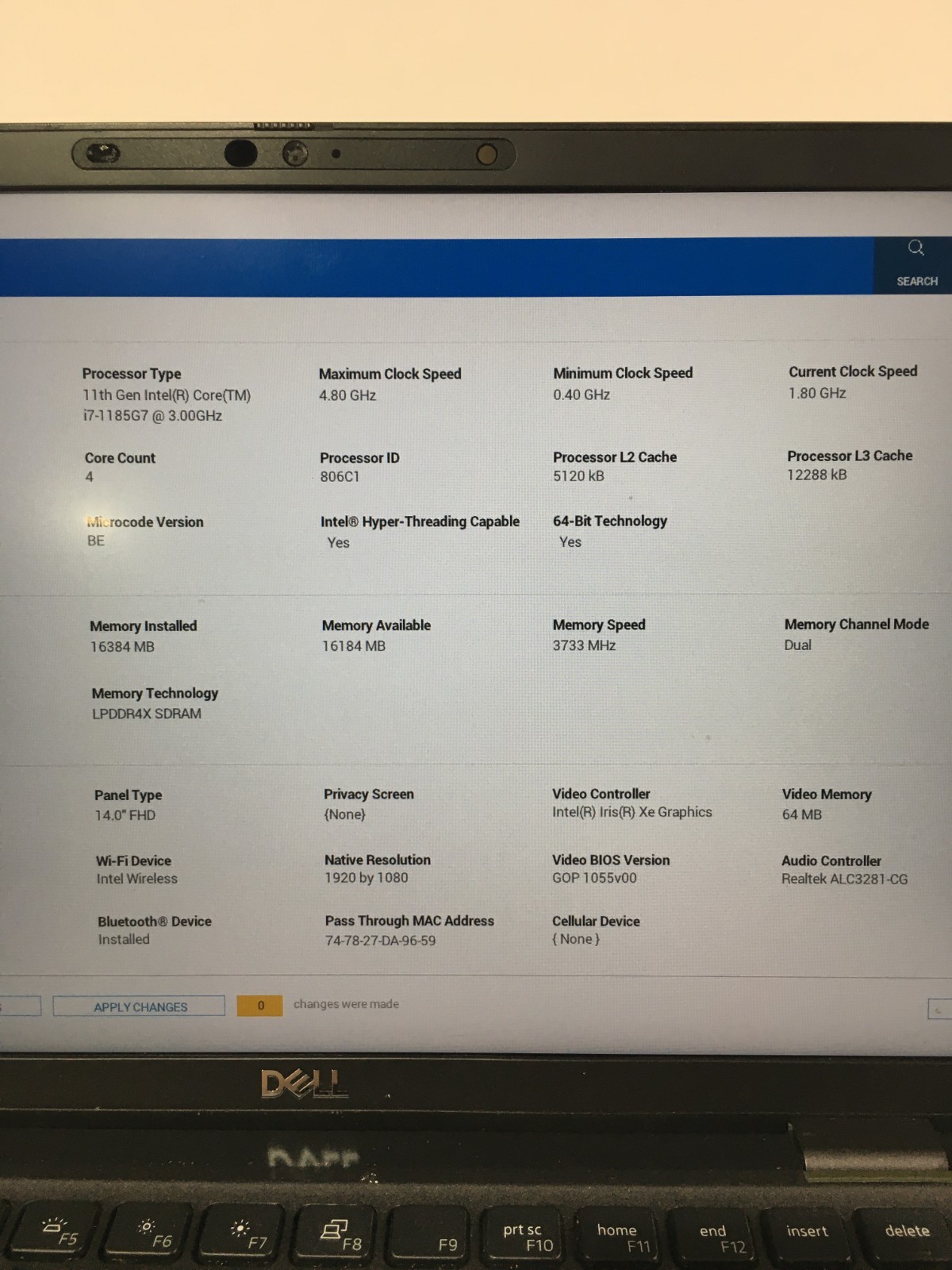 Dell Latitude 7420 14” (i7 1185G7 @ 3.00GHz, 16GB RAM, 256GB NVMe SSD) Win11Pro