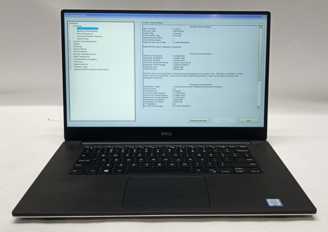 Dell Precision 5510 15.6″FHD i7-6820HQ@2.70GHz 16GB RAM NO HDD/OS NVIDIA WH870*!