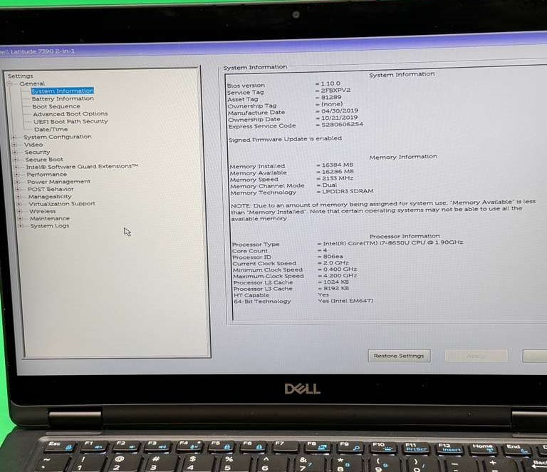 Dell Latitude 7390 2-in-1 Touch Laptop Core i7 16GB RAM Without Storage