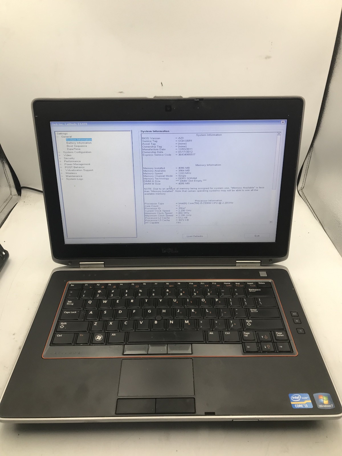 DELL LATITUDE E6420 – BOOTS TO BIOS – INTEL I5 2540M – NO RAM – READ DESC – BB!