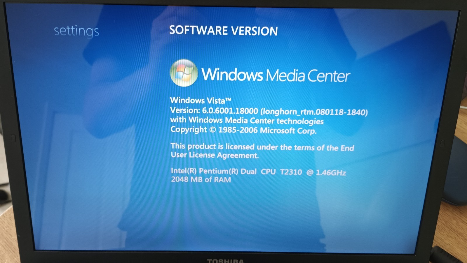 Toshiba Equium A200 PSA-F5E Laptop Notebook 15.4″ 2GB 250GB SSD Windows Vista