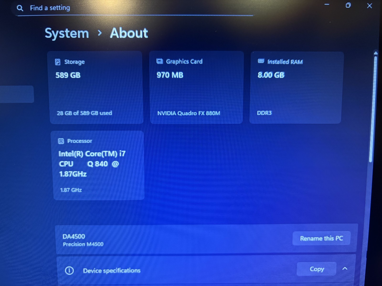 Upgraded Dell Precision M4500 512GB + 120GB SSD 8GB RAM i7-840QM POWER BUTTON