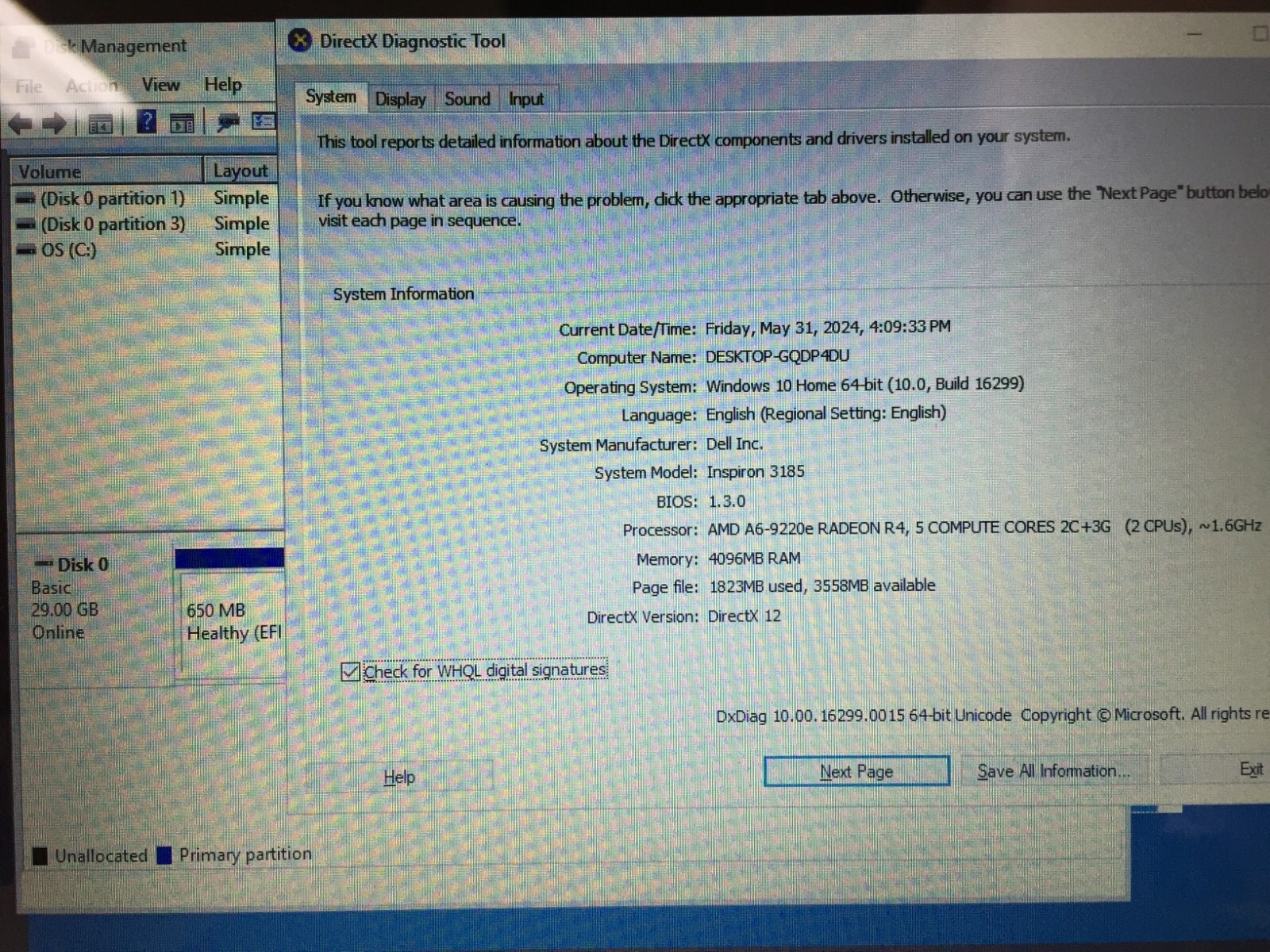 Dell Inspiron 3185 2-in-1 11.6 Touchscreen Laptop/AMD A6-9220E/4GB/32GB eMMC/W10