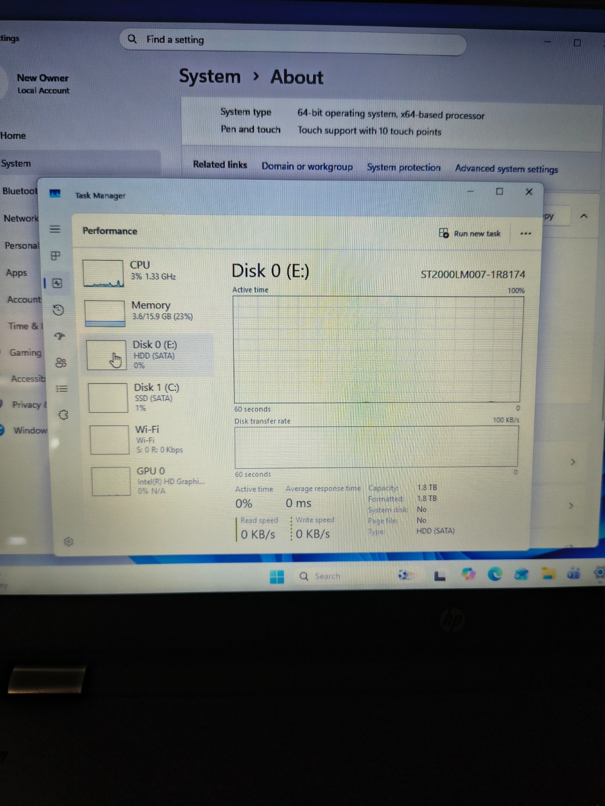 HP Notebook 17-bs004cy Core i3-7100U@2.50GHz 16GB Ram.128GB SSD+2TB HDD Win11Hm