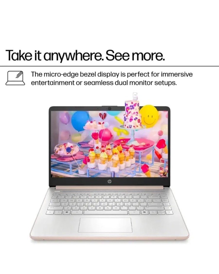 HP – 14″ Laptop – Intel Processor N150 – 4GB Memory – 128GB UFS – Pale Rose Gold
