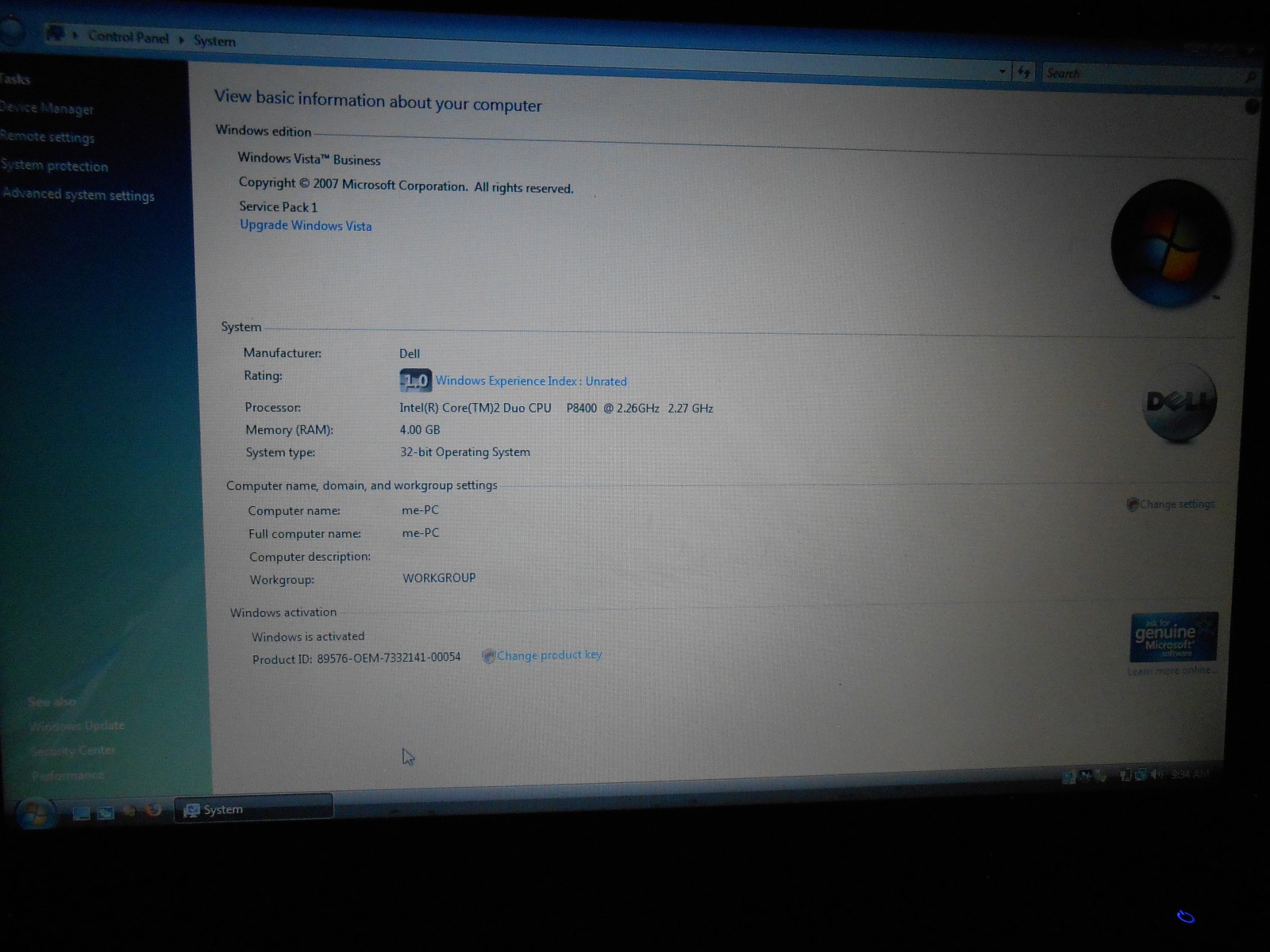 Dell Latitude E6400 Windows Vista Business Edition SP1 laptop