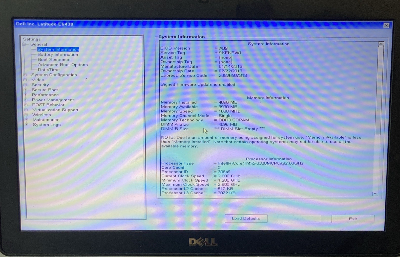 Dell Latitude E6430 i5-3320M 2.60GHz no RAM No HDD NO OS Boot to BIOS