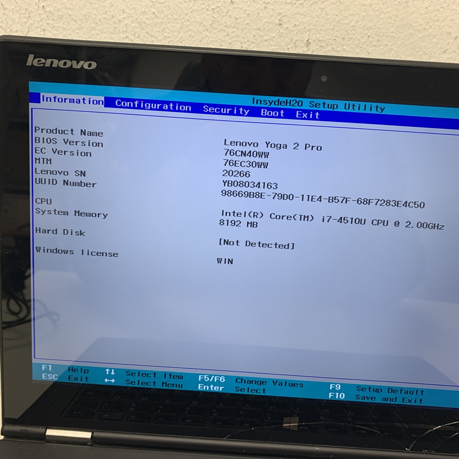 Lenovo Yoga 2 Pro -Touch / Core i7-4510U / 8GB / No Hdd/Read Desc For Parts