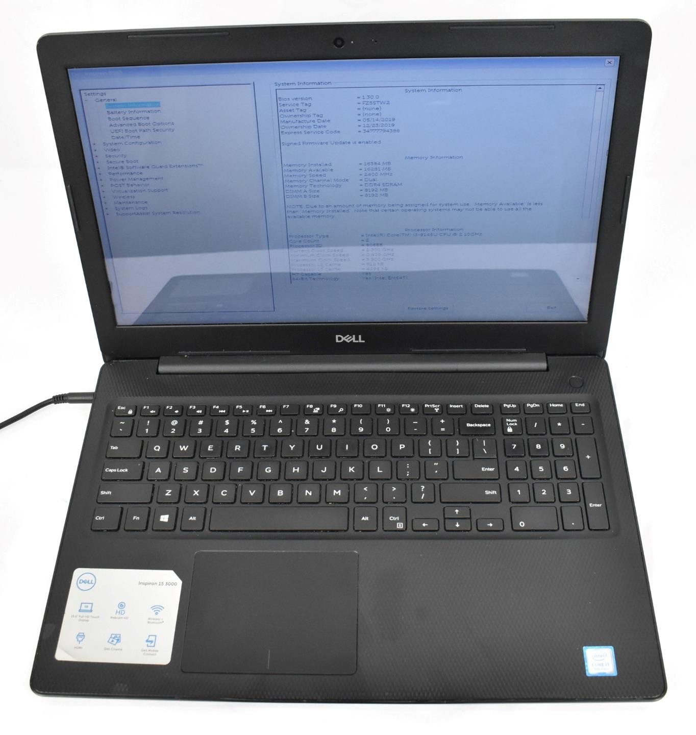 Dell Inspiron 3583 Touch Laptop i3-8145U 2.1GHz 16GB 256GB SSD No OS 15.6″