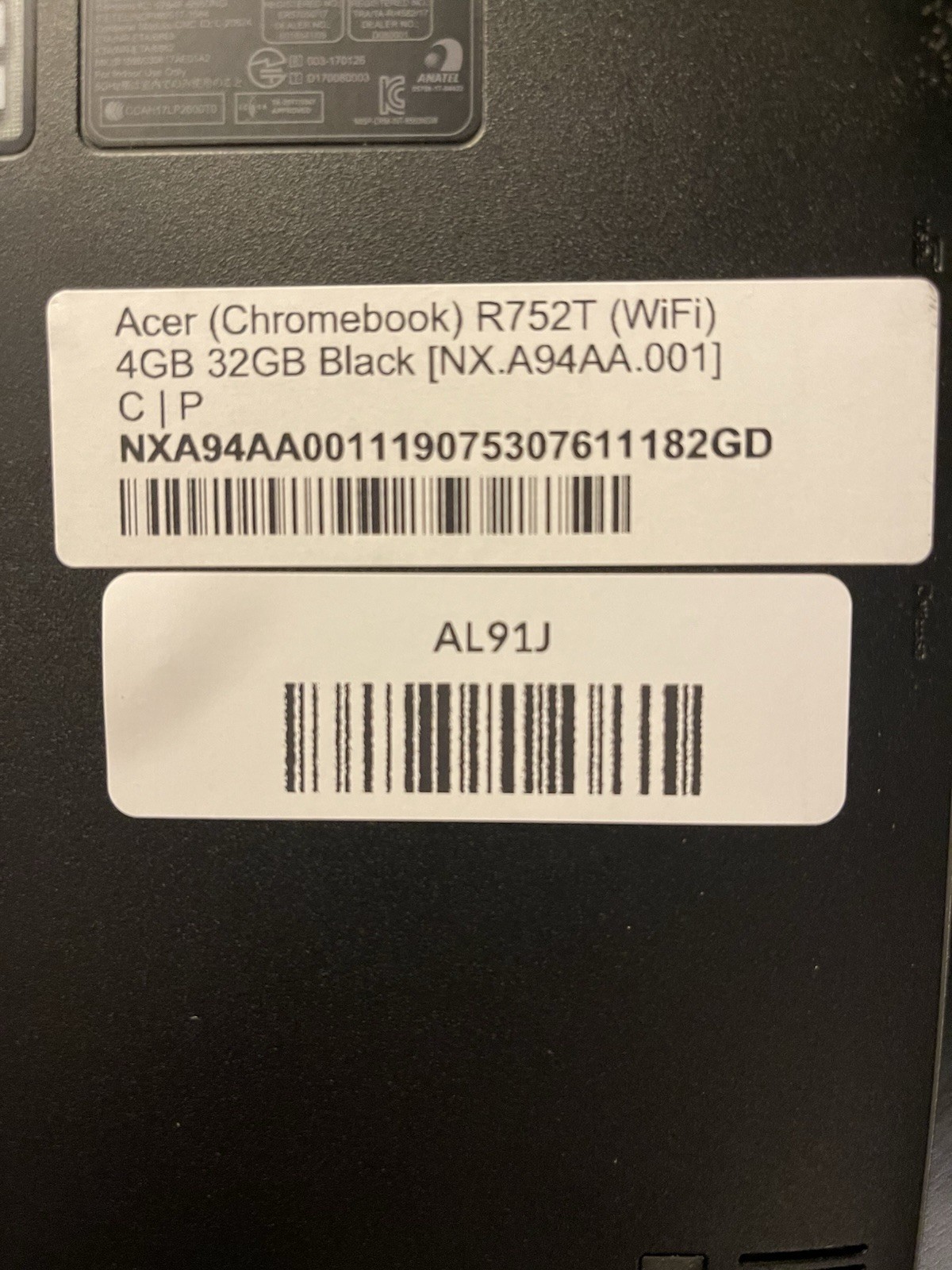Acer Chromebook/Tablet R752T 4GB 32GB Model N18Q6 Laptop Black No Charger