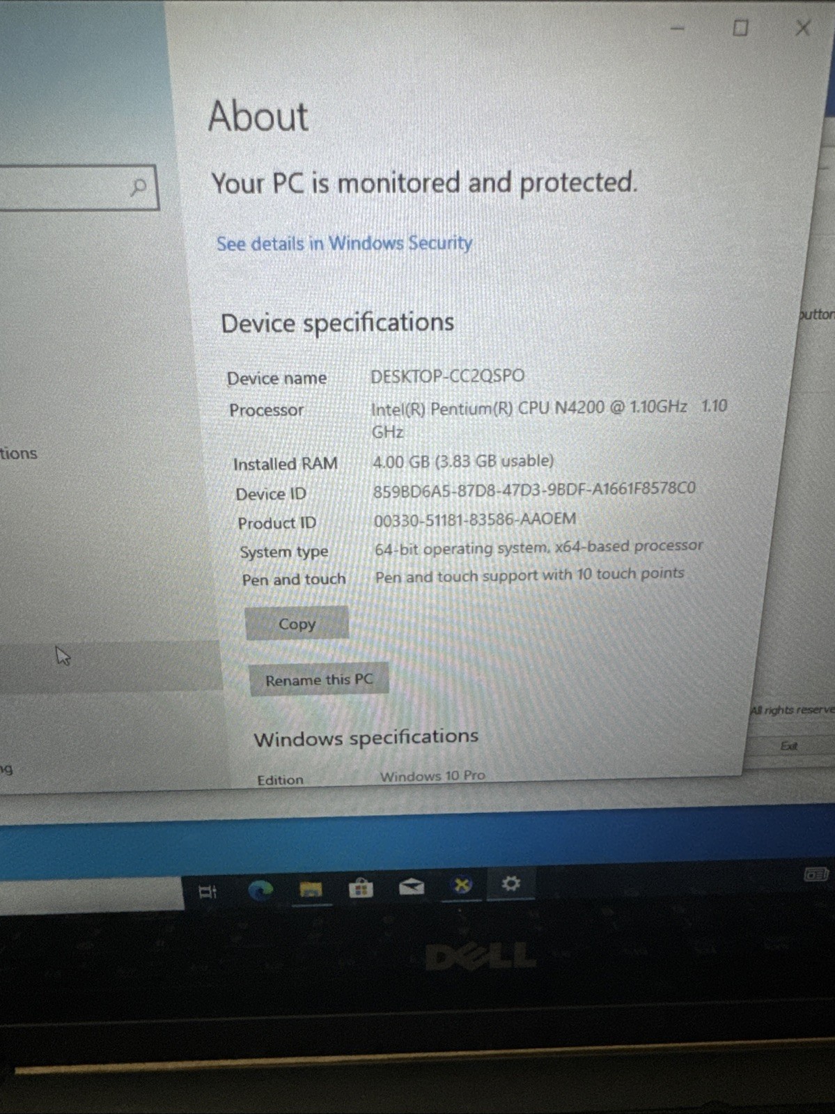 Dell 3189 11.6″ 2-in-1 Touch Laptop N4200 – 128GB – 4GB – Front Facing Camera