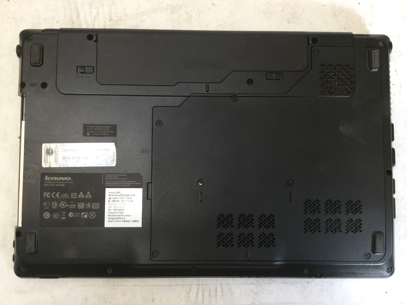 LENOVO G560 – BOOTS TO BIOS – 4GB RAM – INTEL PENTIUM P6200 -READ BELOW – BB!!!!