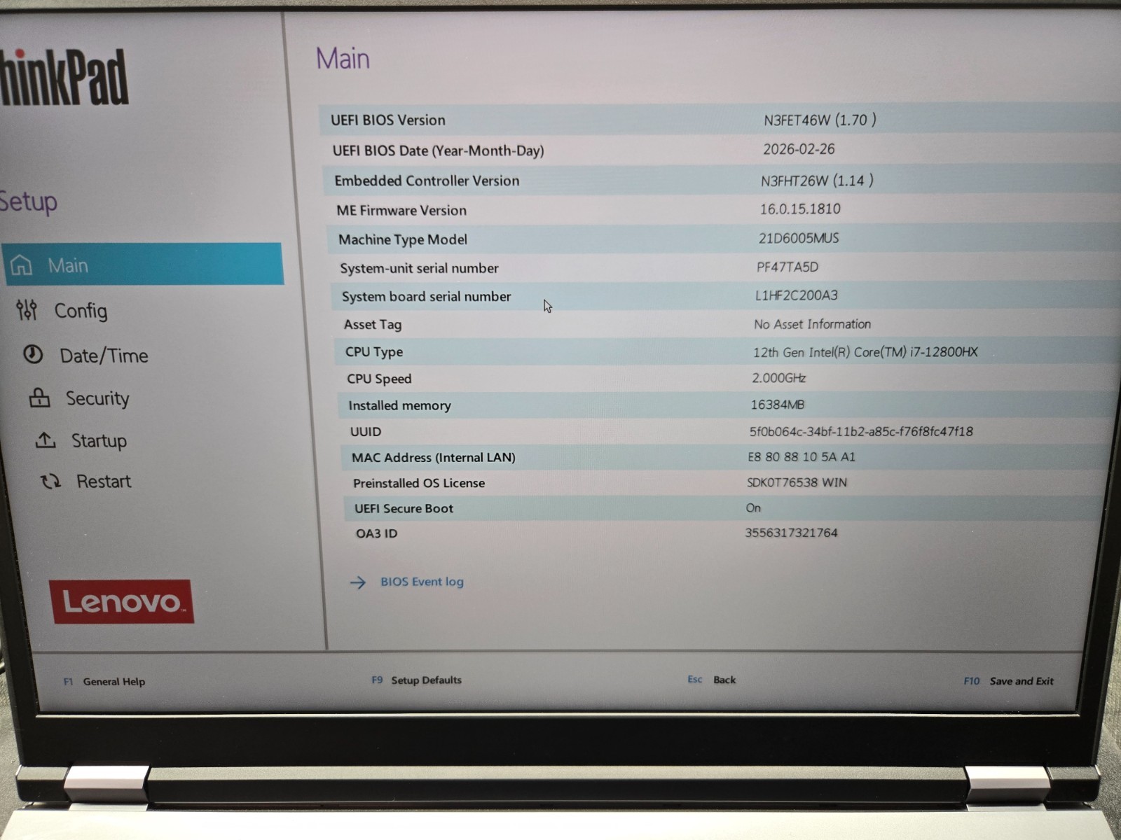 Lenovo ThinkPad P16 Gen 1 16″ I7-12800HX 4.8GHz 16GB RAM 512GB SSD RTX A1000