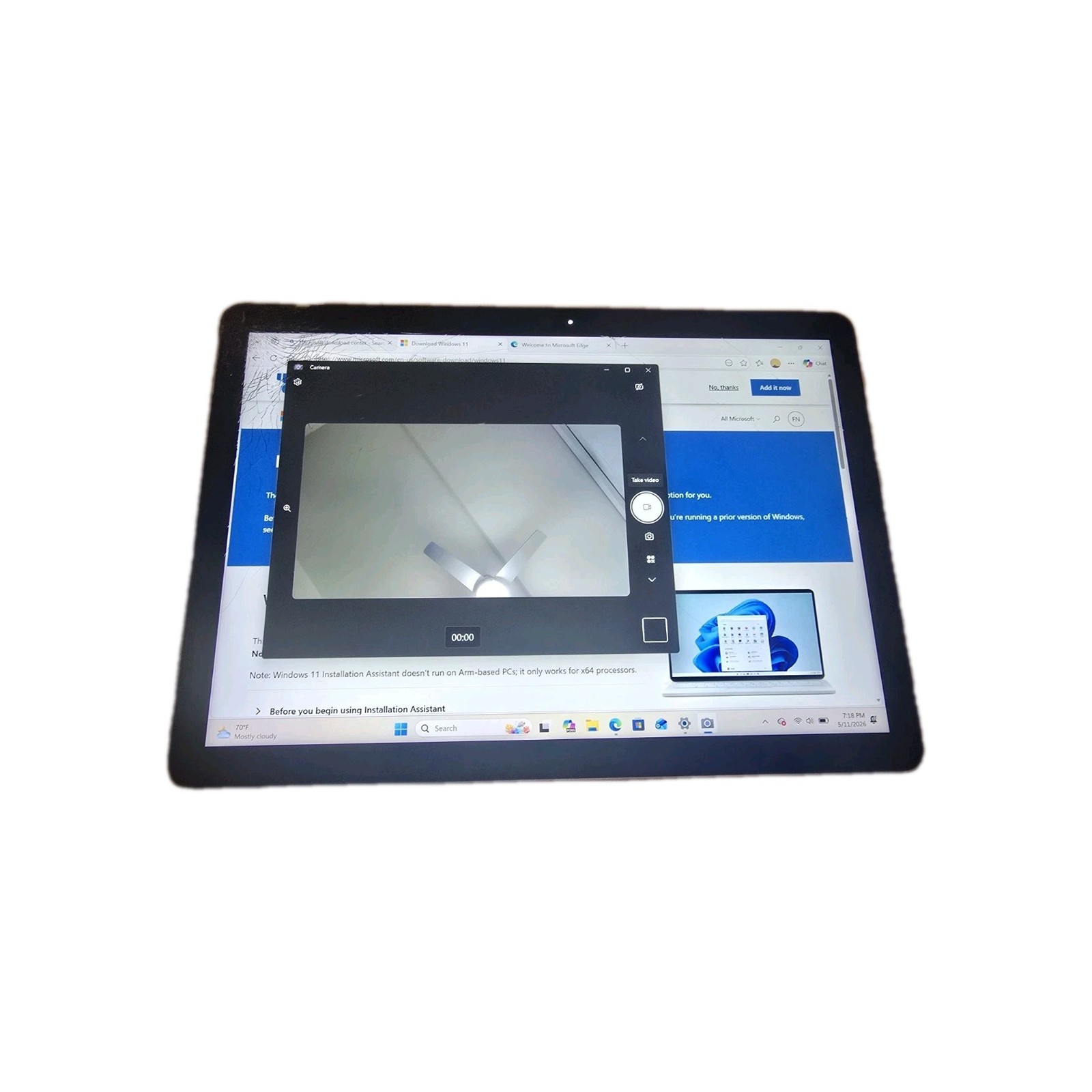 Microsoft Surface Go 2 Intel Core m3-810OY 8GB RAM 128GB SSD WORKS *cracked*