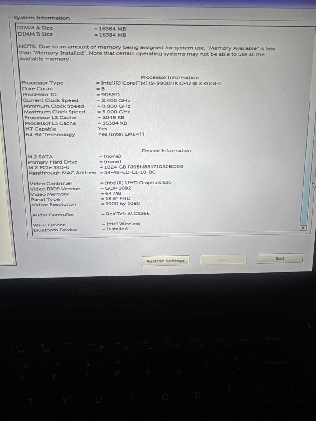 Dell Precision 5540 15.6” FHD i9-9980HK 32GB RAM 1TB SSD Win 11 Pro