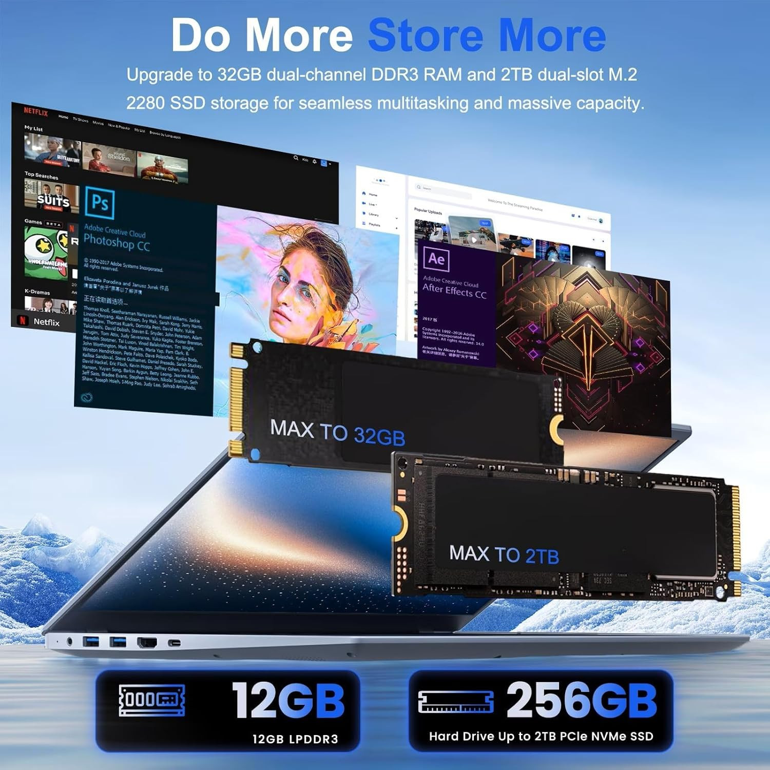 2026 Silver Laptop, Pentium Gold 6500Y Processor(Up to 3.4 Ghz),12Gb RAM 256GB S