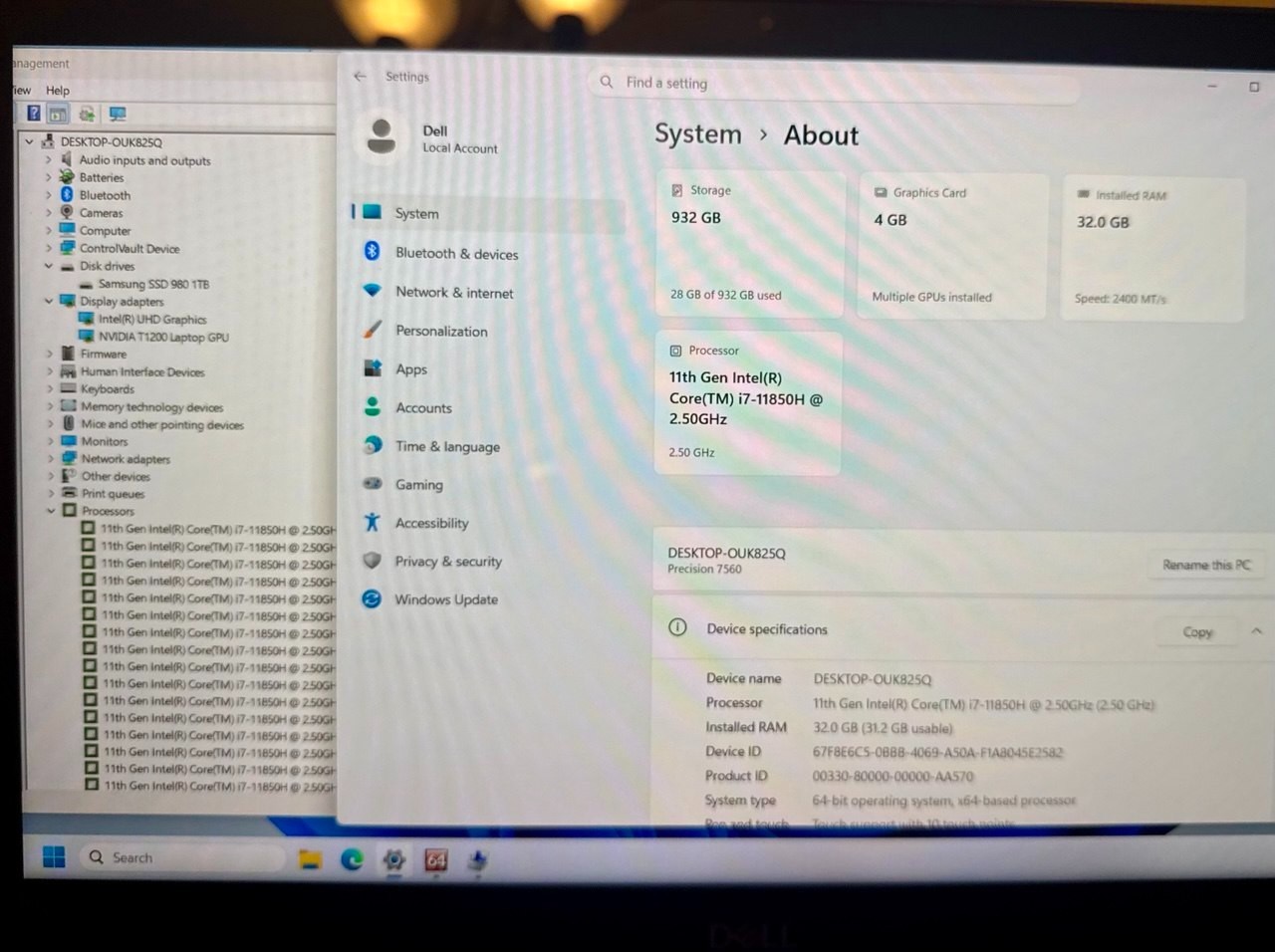 Dell Precision 7560 15.6″ FHD Touch i7-11850H | 32GB RAM | 1TB SSD NVIDIA T1200