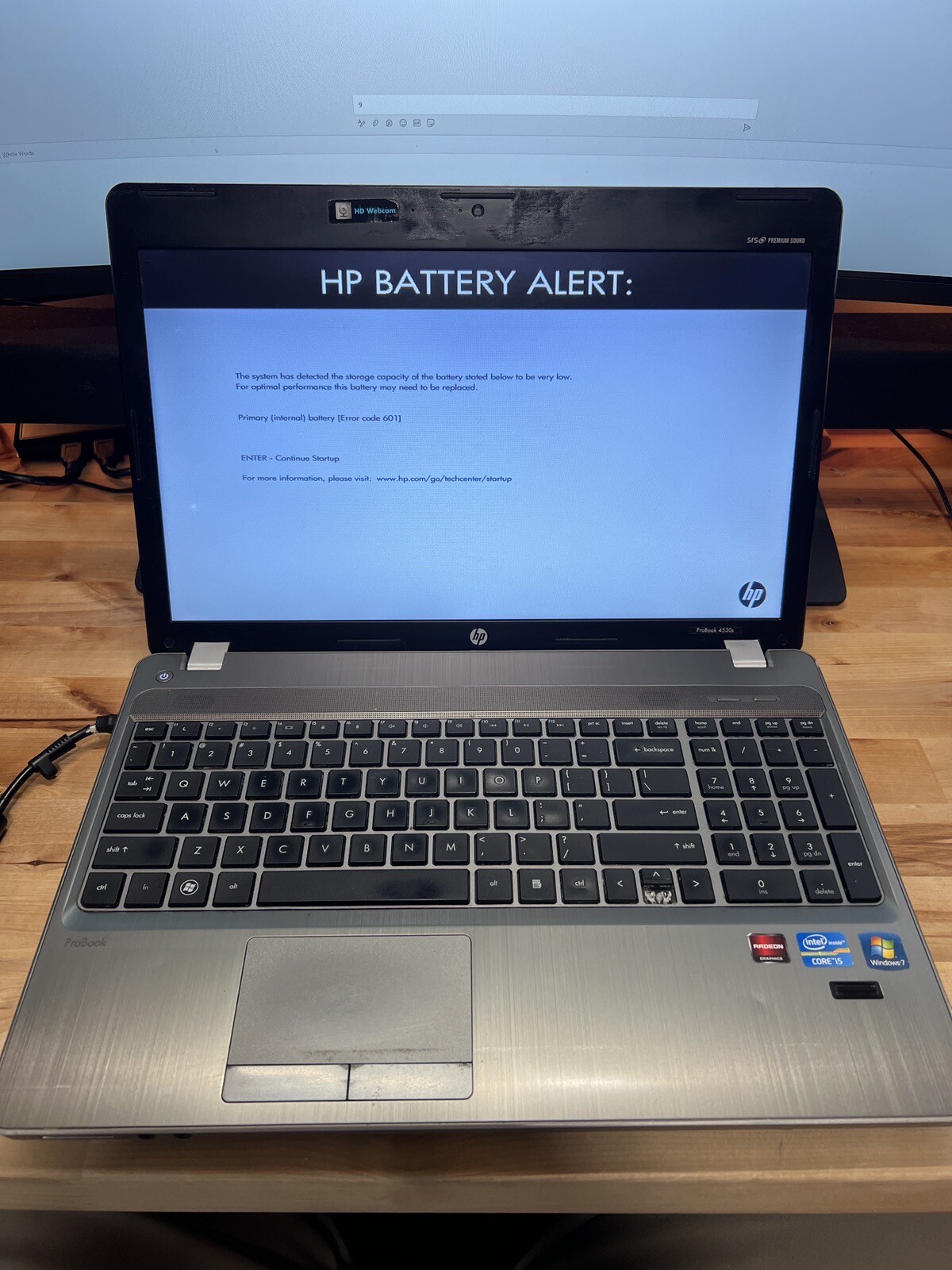 HP ProBook 4530s Intel Core i5 2.5GHz 8GB RAM 120GB SSD Win 10 Pro Bad Battery