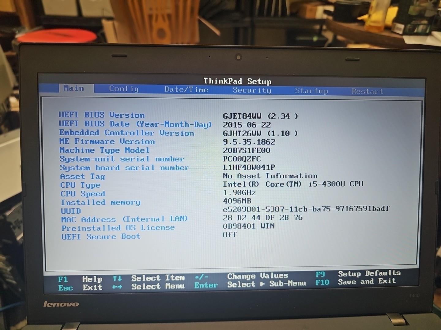 Lenovo ThinkPad T440 14″ Laptop Intel i5-4300U 1.9GHz 4GB RAM No SSD 51826-1