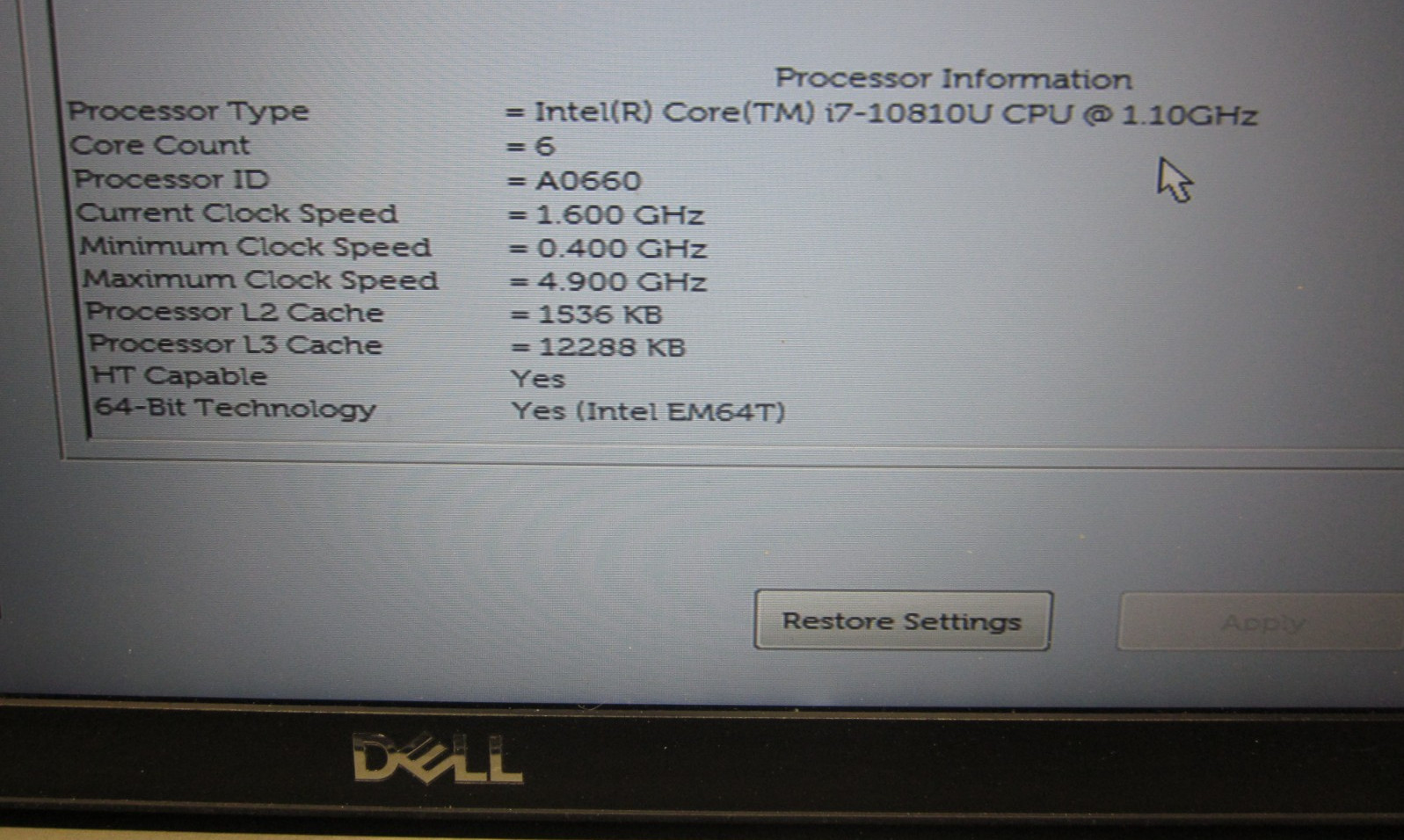 Dell Latitude 5510 i7-10810U 1.10GHz NO RAM, SSD, HD, OS, AC PARTS ONLY READ DIS