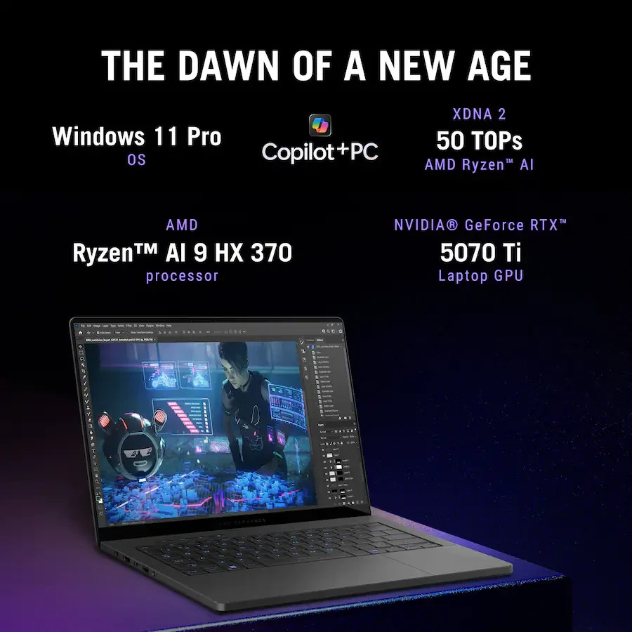 ASUS ROG Zephyrus G14 14″ OLED 3K 120Hz-Ryzen AI 9 HX 370 – 32GB -RTX 5070 Ti