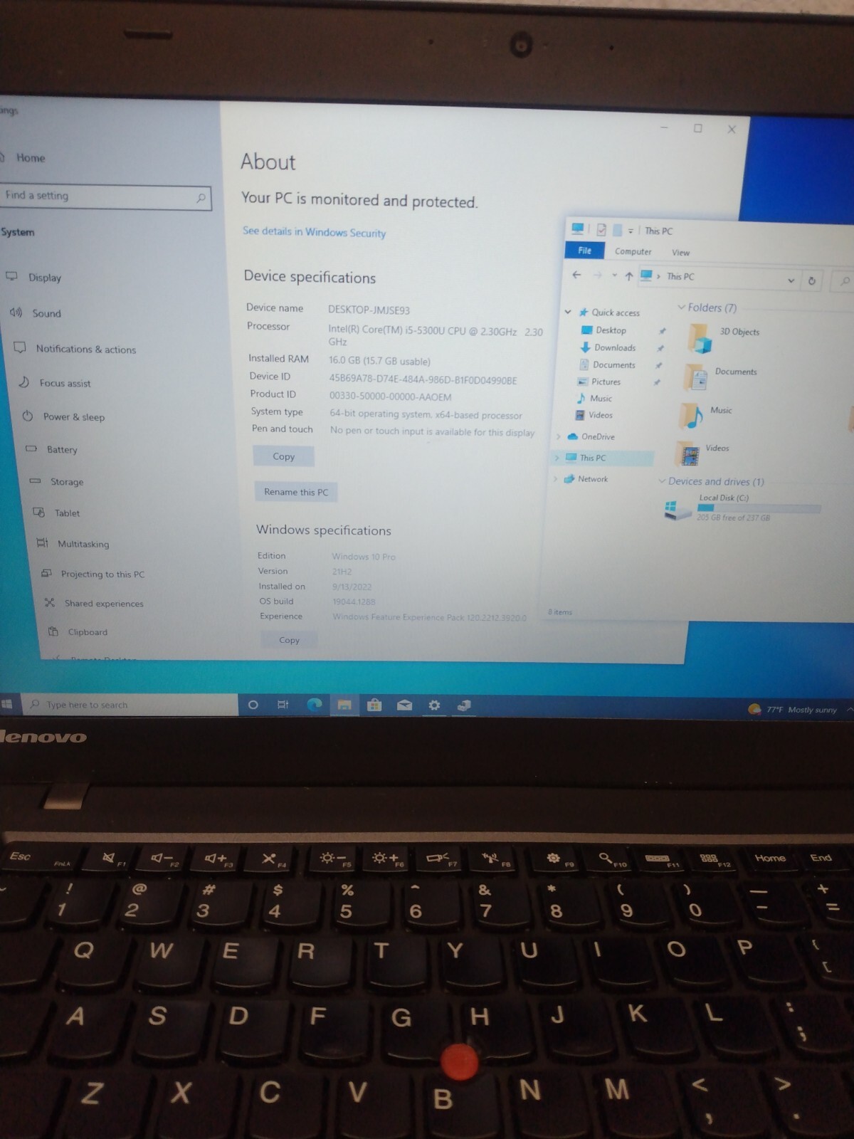Lenovo ThinkPad T450 Laptop Intel Core i5-5300U 2.3GHz 16GB RAM 256GB SSD Win10P
