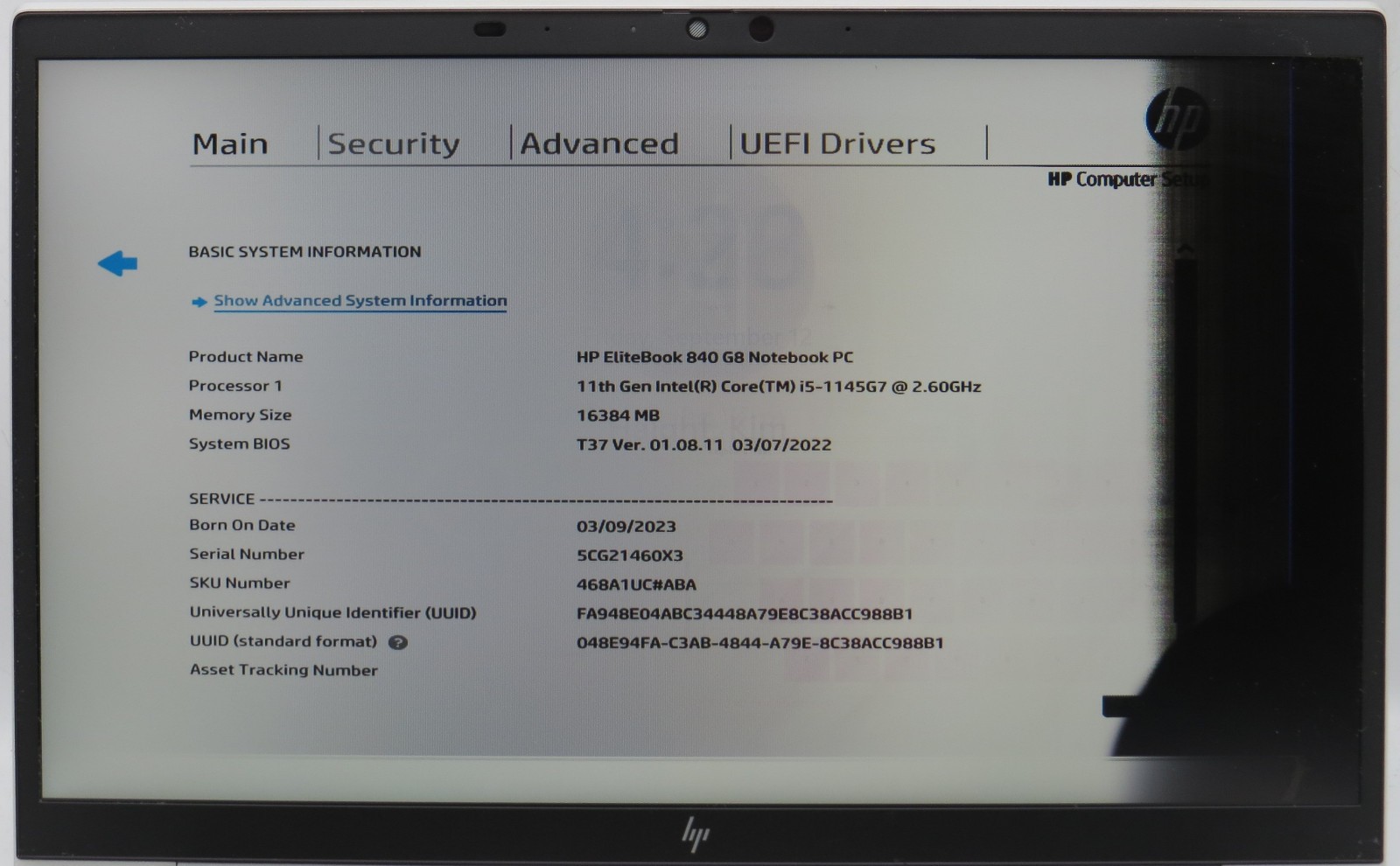 HP EliteBook 840 G8 i5-1145G @ 2.6GHz 16GB DDR4 256GB M2 NVME No OS