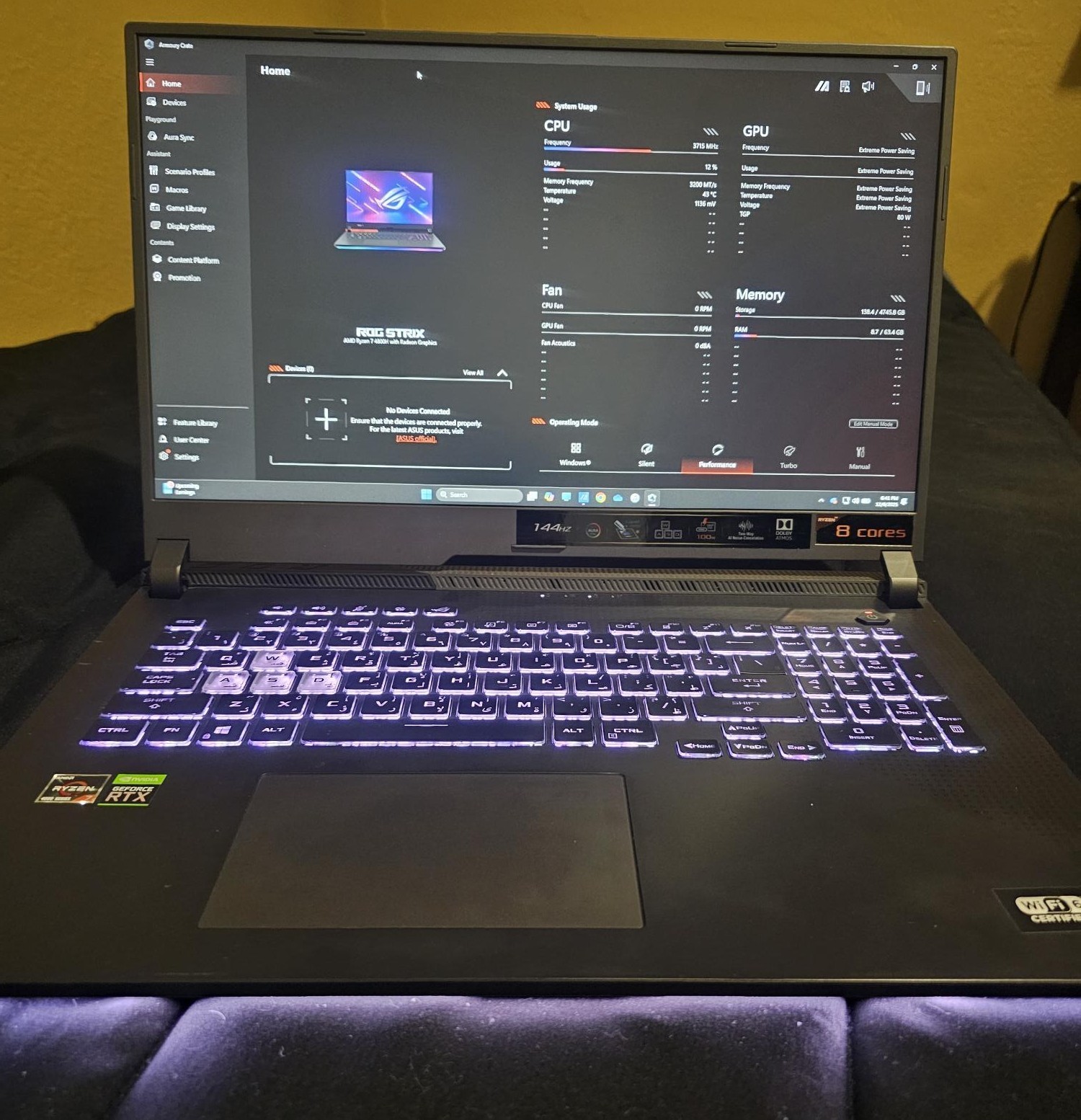 ASUS ROG Strix G713 Ryzen 7 RTX 3050 64GB 5TB SSD 17.3″ Excellent + Camera