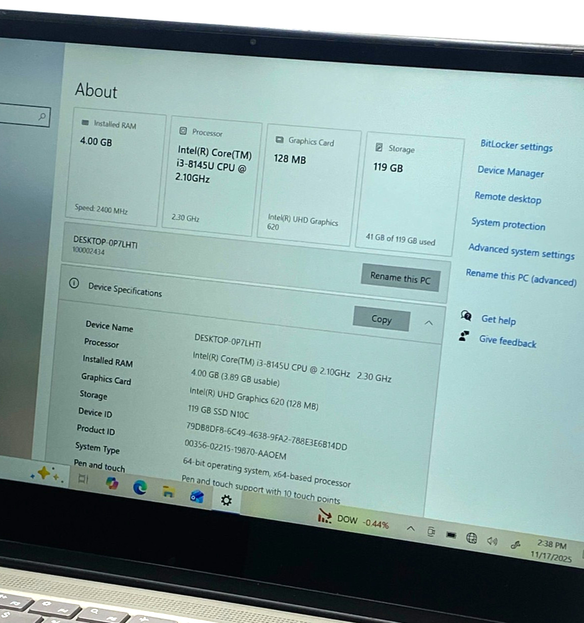 ONN 100002434 Windows 10 Home 8th Gen i3 4GB 128GB (L-6)