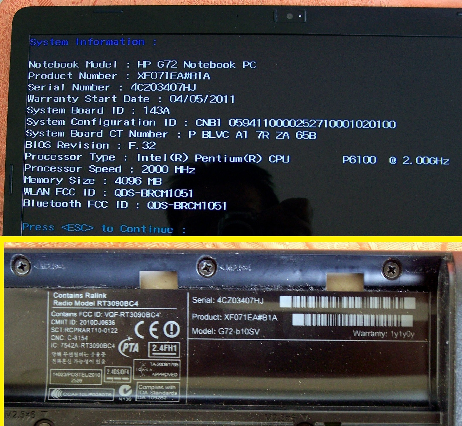 HP G72-b10sv 17.3” Intel P6100 2.00GHz HDMI ATI Radeon HD 5470 TOP CONDITION