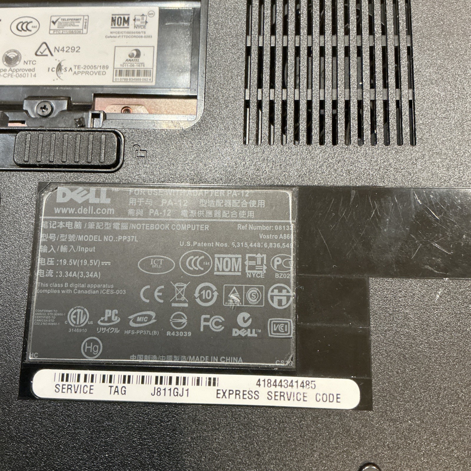 Dell Vostro A860 Laptop Intel Core 2 Duo 1.6Ghz 4GB RAM 160 HDD AC Adapter