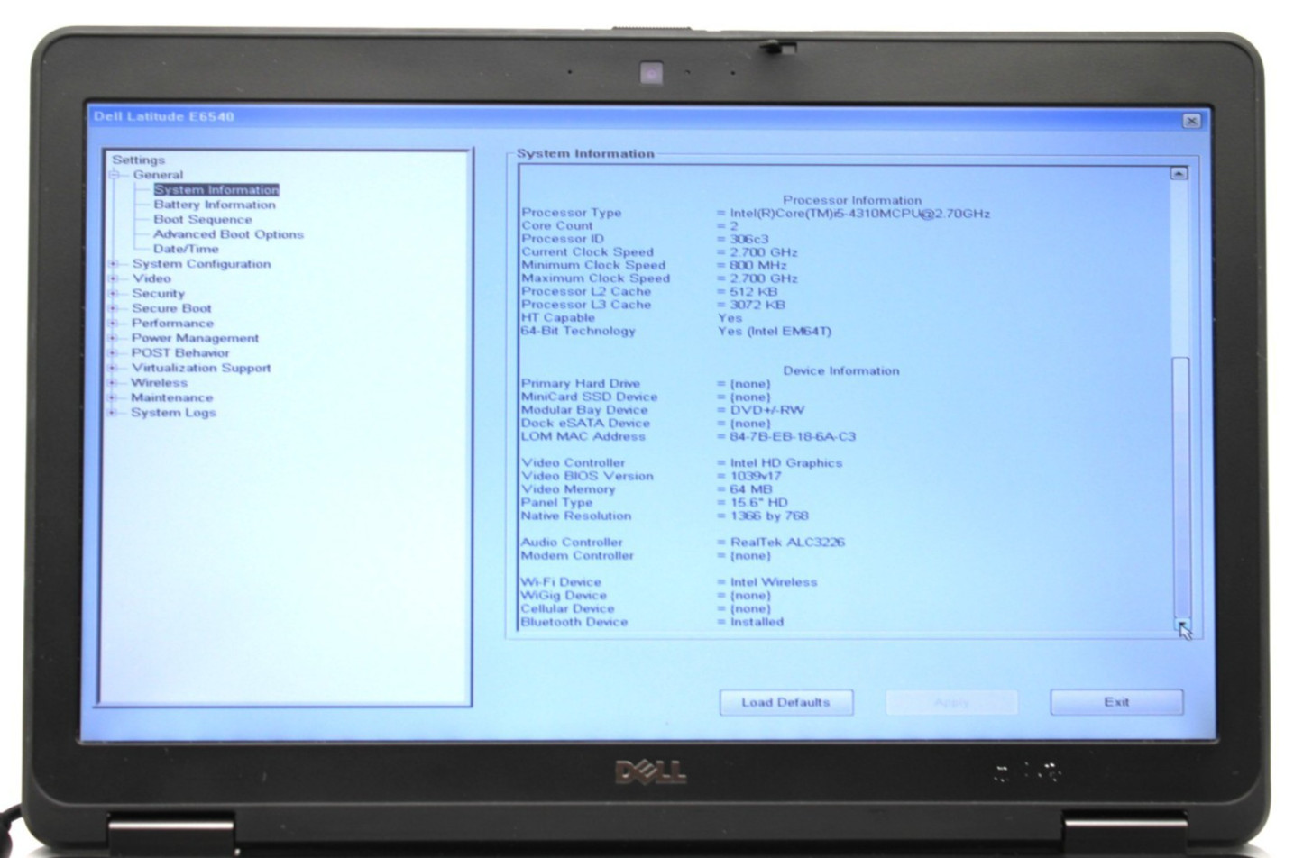 Dell Latitude E6540 i5-4300M@2.6GHz 8GB DDR3 NO STORAGE OR OS *USED/TESTED*