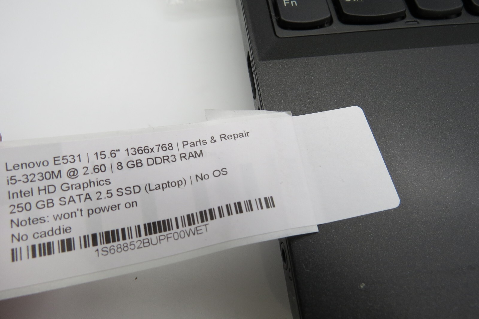 Lenovo E531-15.6″-i5-3230M@2.60GHz-8GB RAM-250GB 2.5 SATA-NO OS/PWR *READ*