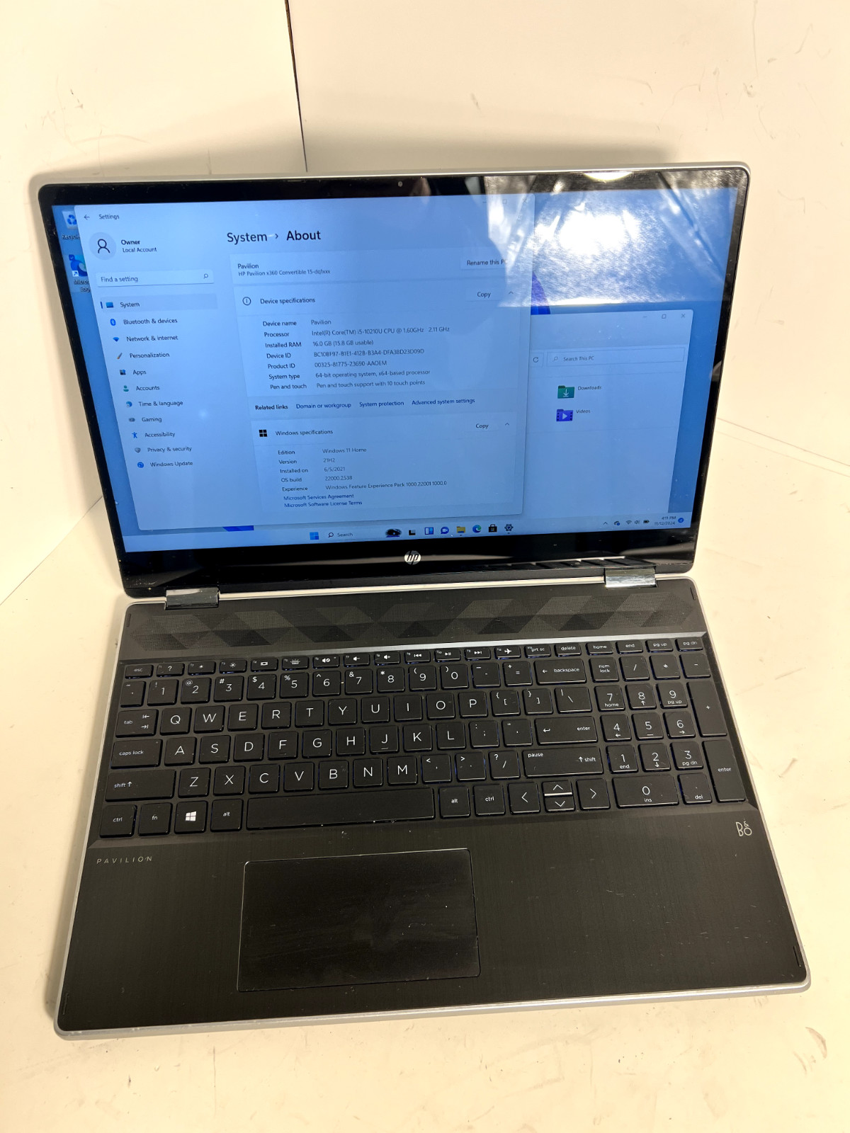 2-in1 HP Pavilion x360 Convertible 15″ i5-10210U 1.6GHz 16GB RAM 256GB SSD Win11
