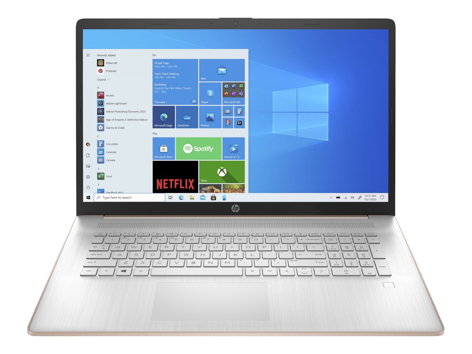 HP laptops 17-cp0003ds 17.3”HD TS R3-5300U 8GRAM 256GSSD Finger print W10 Rose