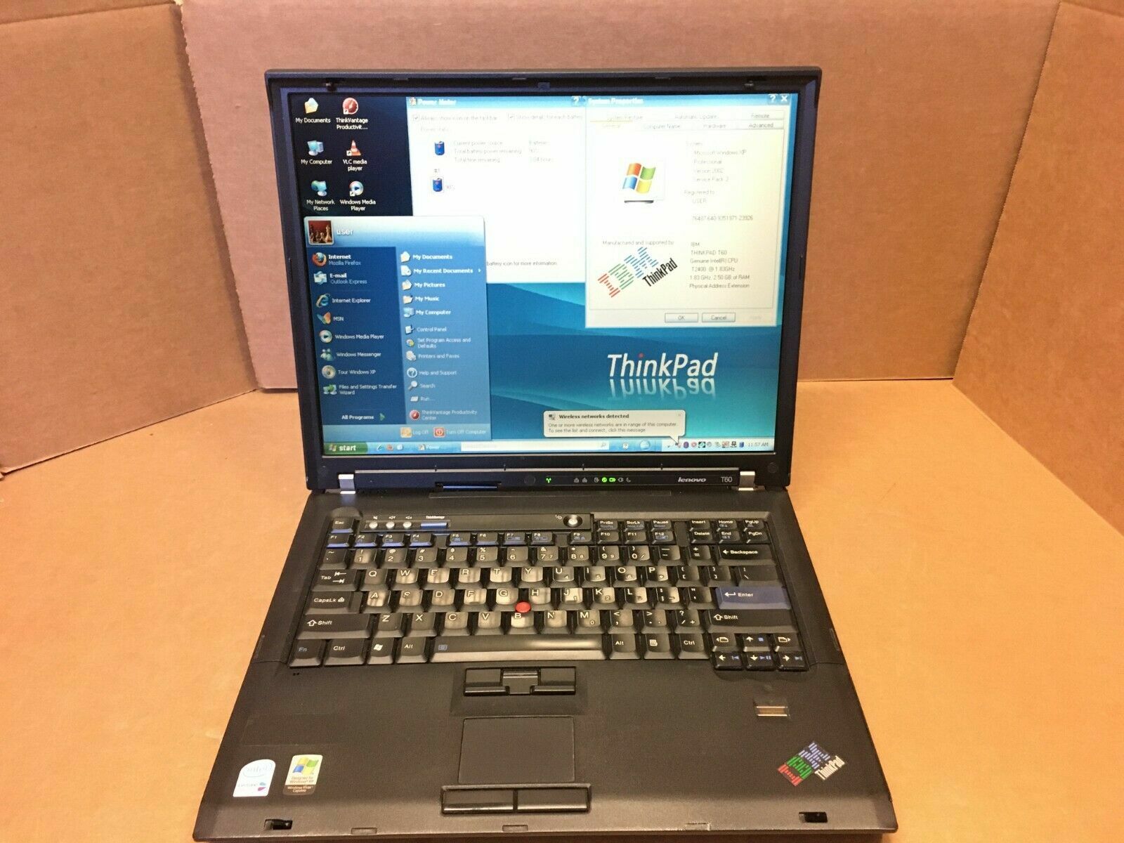 IBM ThinkPad T60 Laptop 15″inch LCD 1.83GHz 60GB HDD 1GB RAM Windows XP Pro
